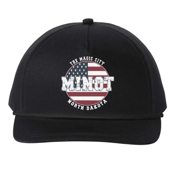 Minot North Dakota Vintage American Flag Snapback Five-Panel Rope Hat