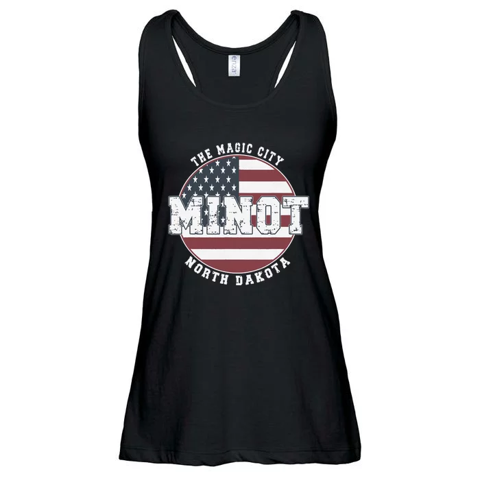 Minot North Dakota Vintage American Flag Ladies Essential Flowy Tank