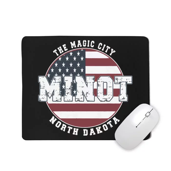 Minot North Dakota Vintage American Flag Mousepad