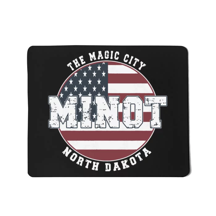 Minot North Dakota Vintage American Flag Mousepad