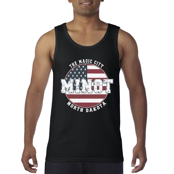 Minot North Dakota Vintage American Flag Tank Top