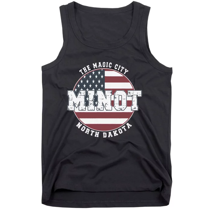 Minot North Dakota Vintage American Flag Tank Top