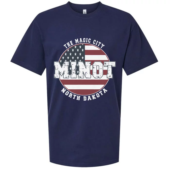 Minot North Dakota Vintage American Flag Sueded Cloud Jersey T-Shirt