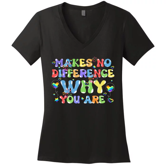 Makes No Different Who You Are Lgbt Pride Mickey Head Balloons Lgbt Pri Women's V-Neck T-Shirt