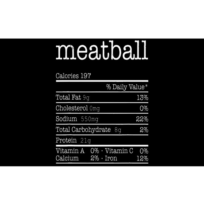 Meatball Nutrition Facts Funny Thanksgiving Christmas Food Bumper Sticker