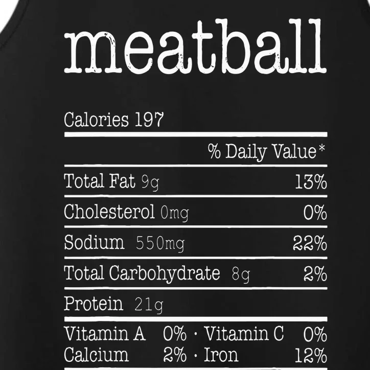 Meatball Nutrition Facts Funny Thanksgiving Christmas Food Performance Tank