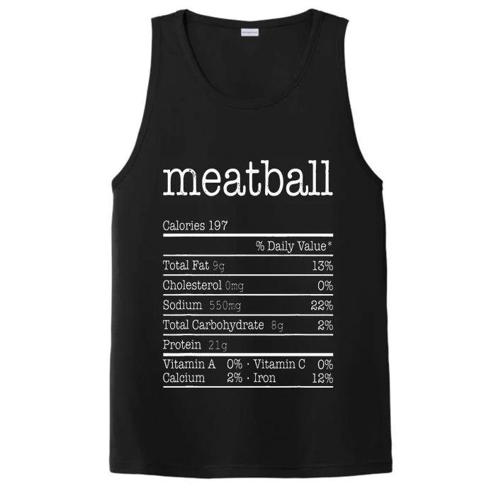 Meatball Nutrition Facts Funny Thanksgiving Christmas Food Performance Tank