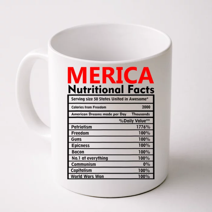 Merica Nutrition Facts 4th Of July American Flag Men Women Front & Back Coffee Mug