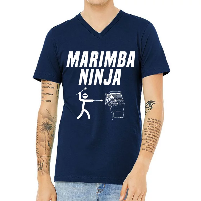 Marimba Ninja Funny Marching Band V-Neck T-Shirt