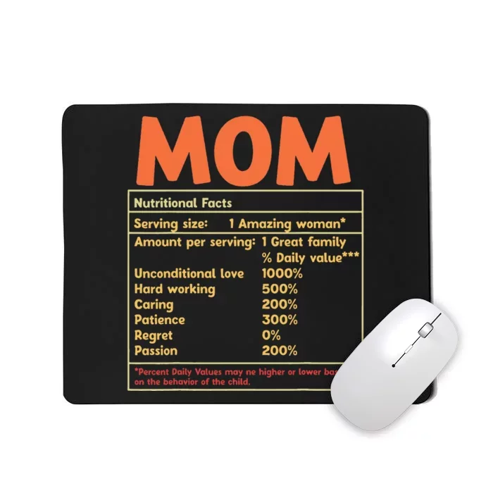 Mom Nutritional Facts Funny Mother Day Mousepad