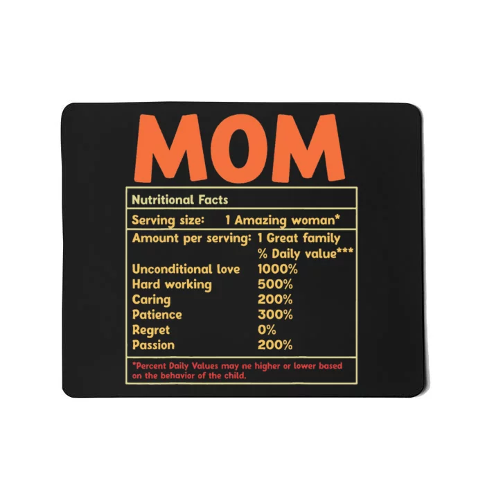 Mom Nutritional Facts Funny Mother Day Mousepad