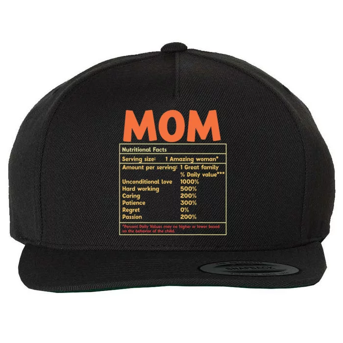 Mom Nutritional Facts Funny Mother Day Wool Snapback Cap