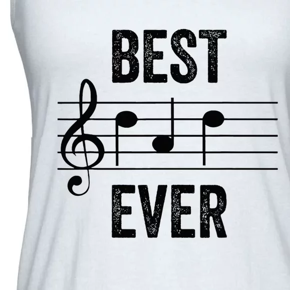 Music Notes Funny Fathers Day Present Best Dad Ever Ladies Essential Flowy Tank