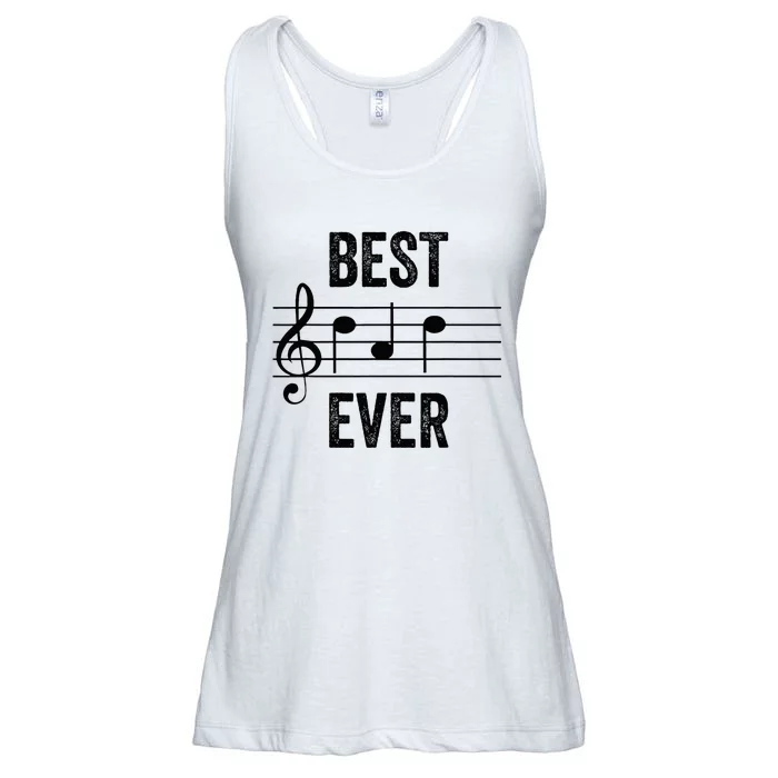 Music Notes Funny Fathers Day Present Best Dad Ever Ladies Essential Flowy Tank