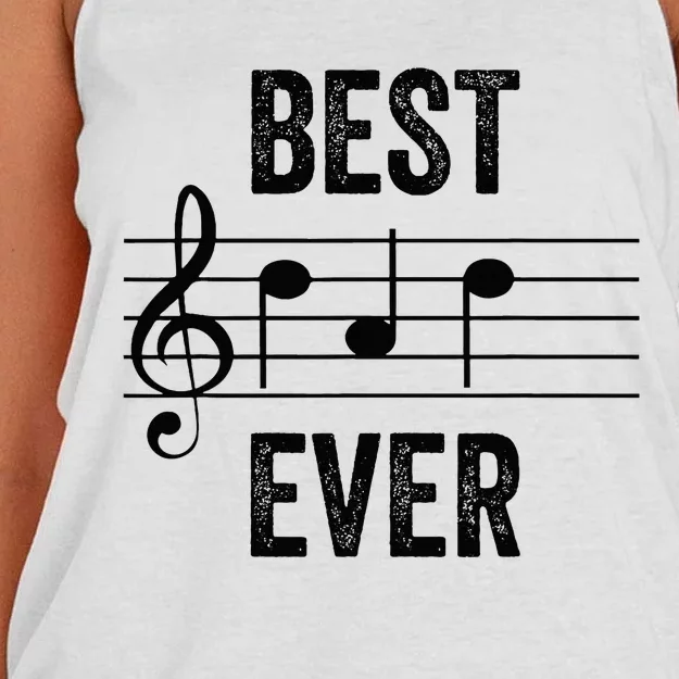 Music Notes Funny Fathers Day Present Best Dad Ever Women's Knotted Racerback Tank