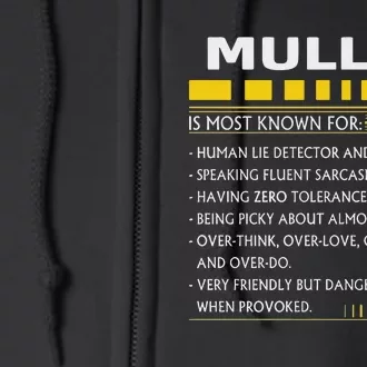 Mullen Name Gift Mullen Facts Graphic Full Zip Hoodie