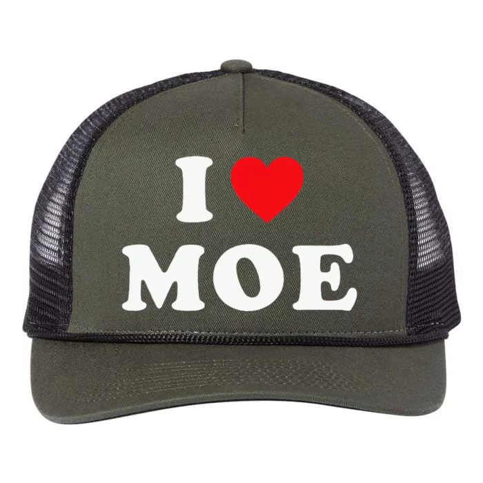 Moe Name Gift I Love Moe Heart Moe Retro Rope Trucker Hat Cap