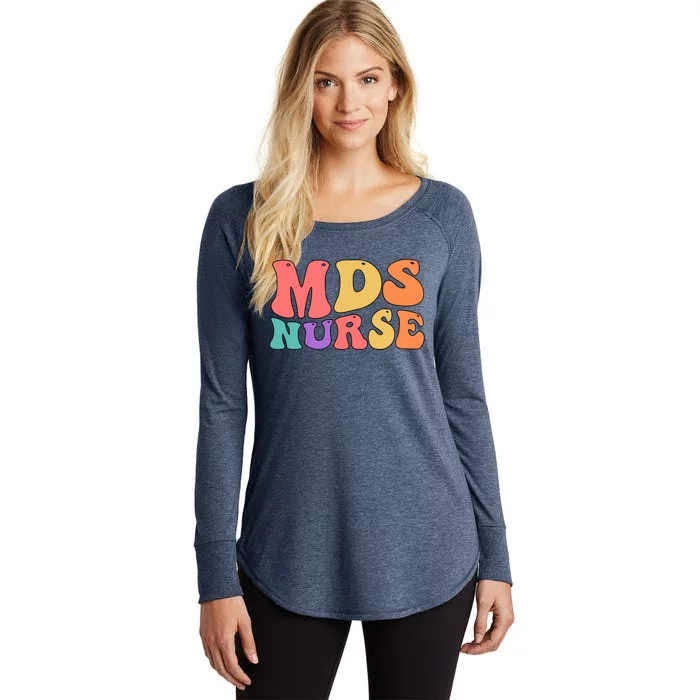 Mds Nurse Groovy Mds Nursing Mds Nurses Funny Gift Women's Perfect Tri Tunic Long Sleeve Shirt