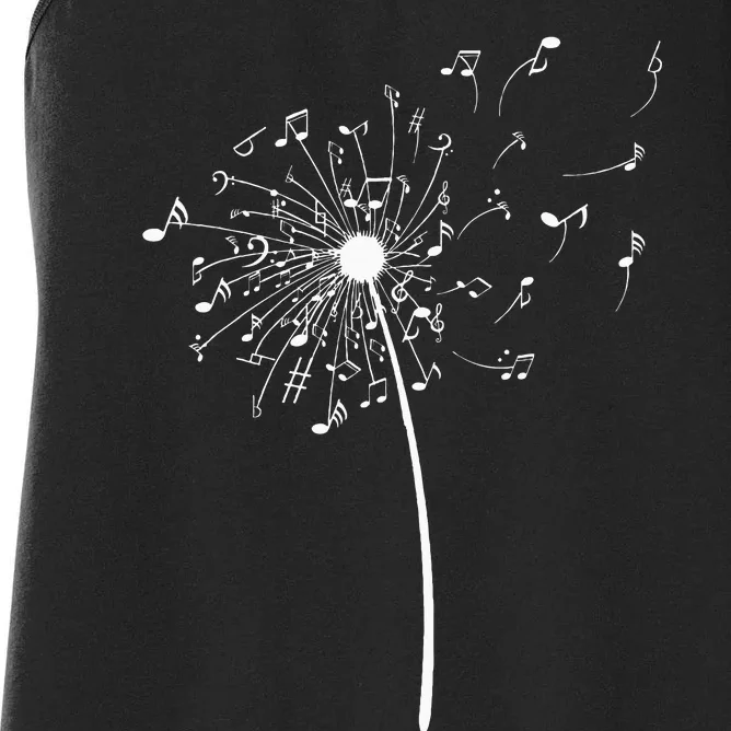 Music Notes Gift For Women Cool Dandelion Flower Women's Racerback Tank