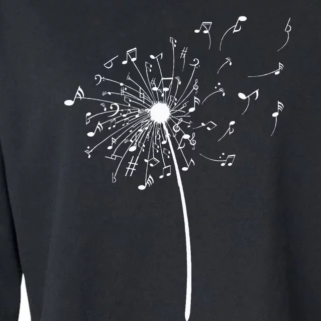 Music Notes Gift For Women Cool Dandelion Flower Cropped Pullover Crew