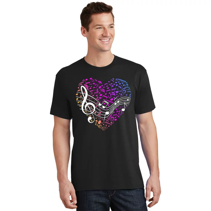 Musical Notes Heart Treble Clef Music T-Shirt