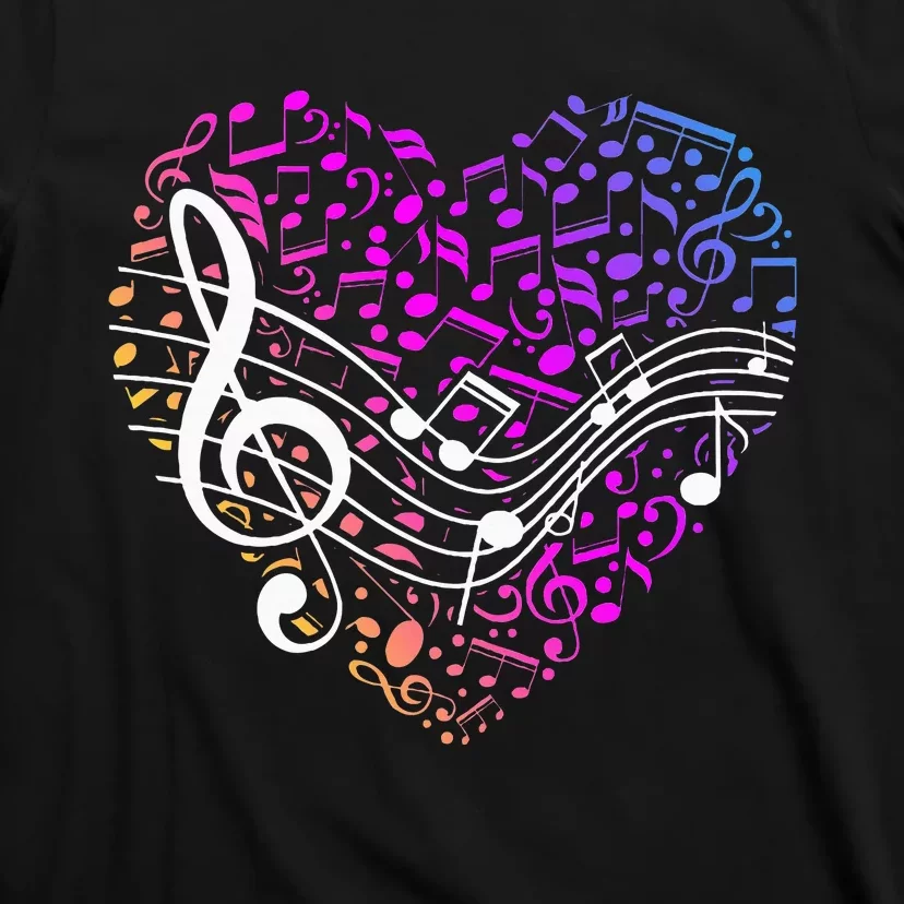 Musical Notes Heart Treble Clef Music T-Shirt