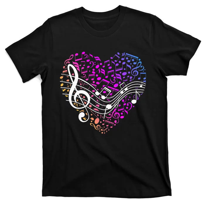 Musical Notes Heart Treble Clef Music T-Shirt