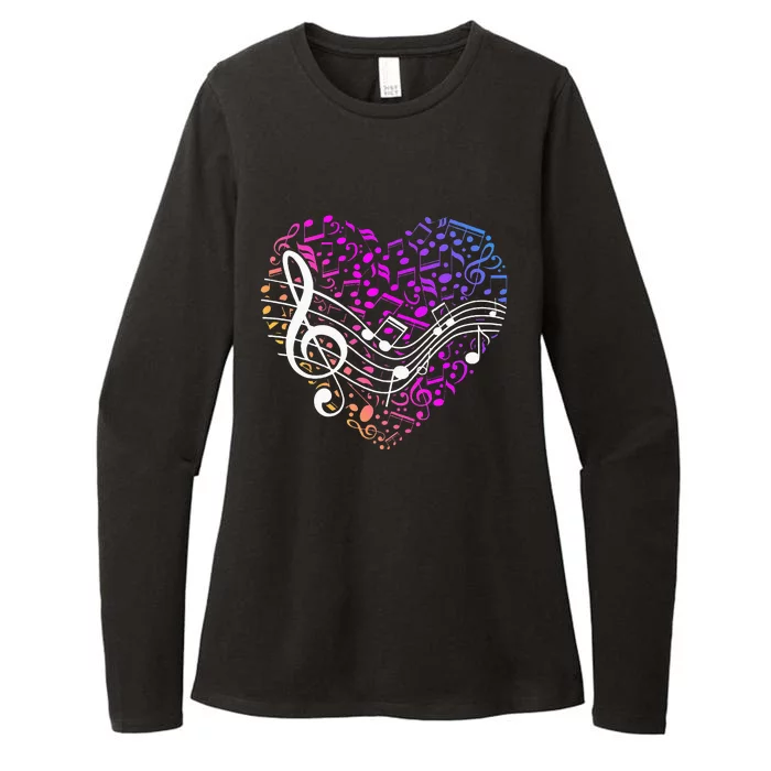 Musical Notes Heart Treble Clef Music Womens CVC Long Sleeve Shirt