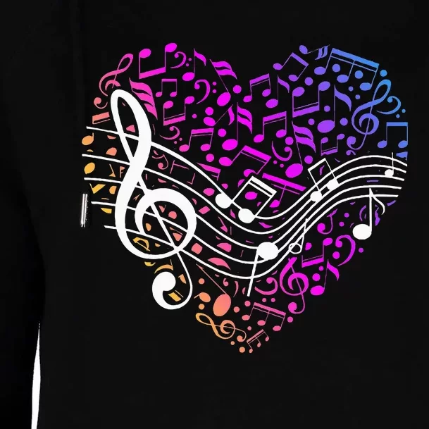 Musical Notes Heart Treble Clef Music Womens Funnel Neck Pullover Hood