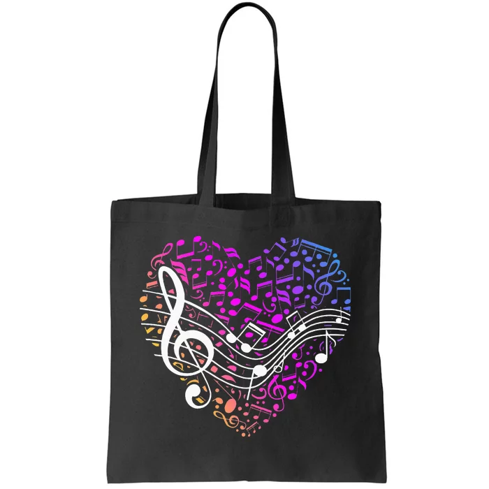 Musical Notes Heart Treble Clef Music Tote Bag