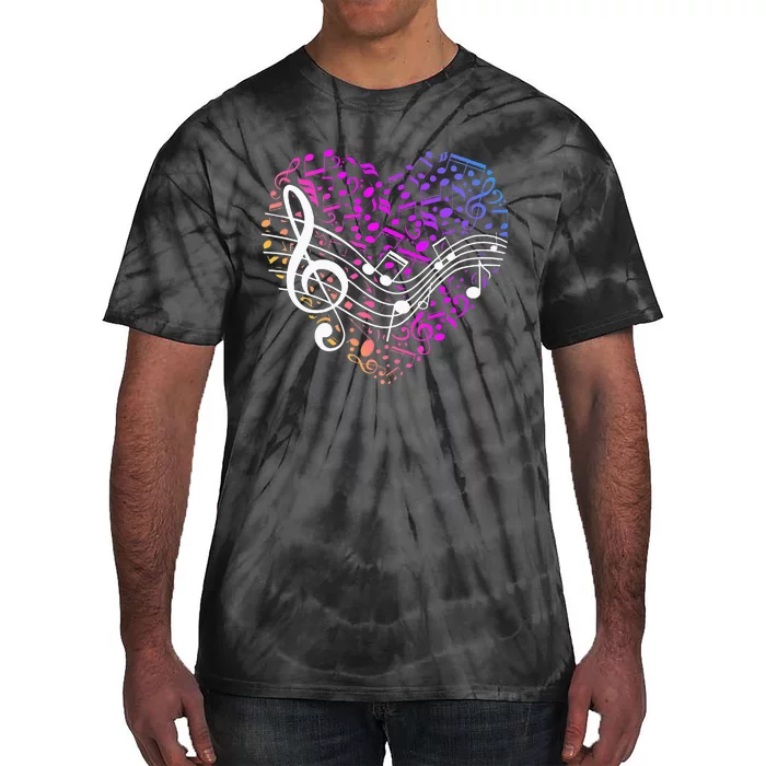 Musical Notes Heart Treble Clef Music Tie-Dye T-Shirt