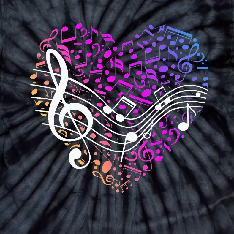 Musical Notes Heart Treble Clef Music Tie-Dye T-Shirt