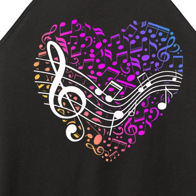 Musical Notes Heart Treble Clef Music Women’s Perfect Tri Rocker Tank