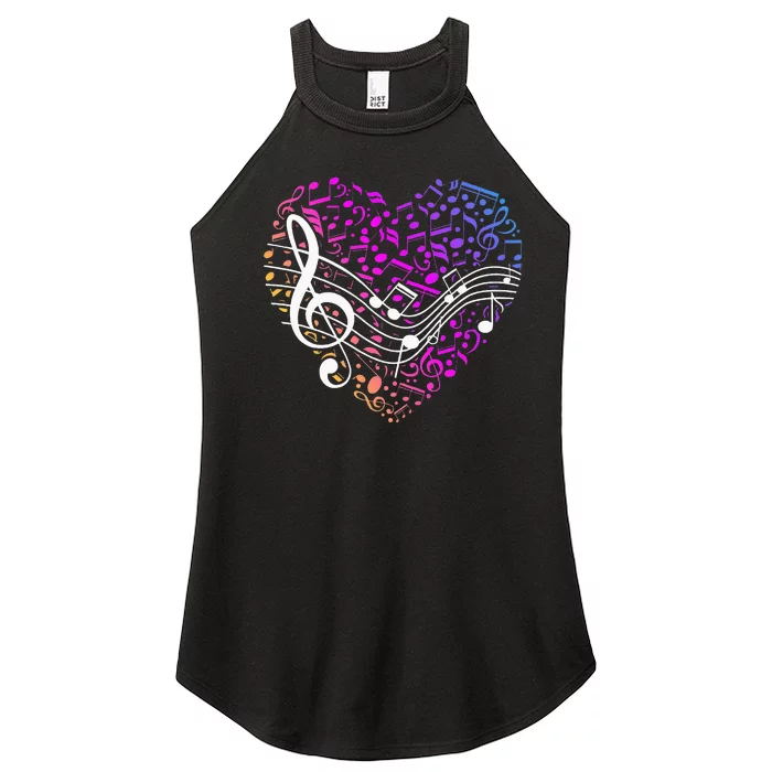 Musical Notes Heart Treble Clef Music Women’s Perfect Tri Rocker Tank