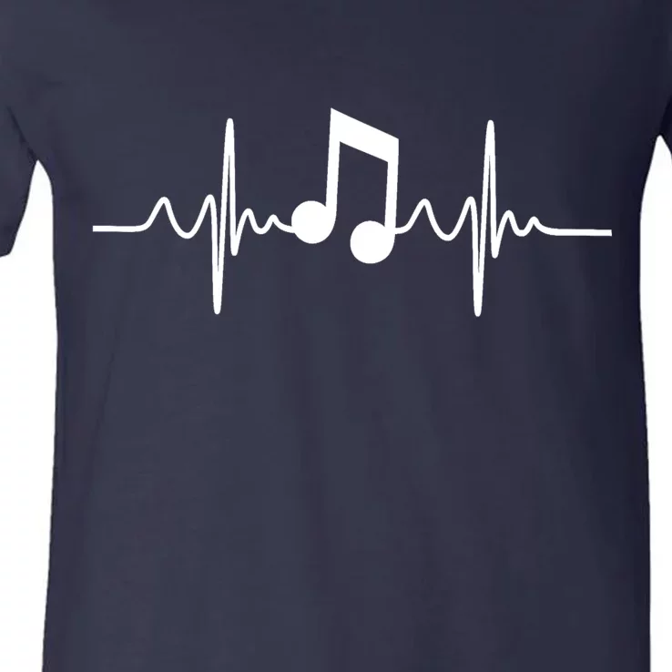 Music Note Heartbeat Pulse V-Neck T-Shirt