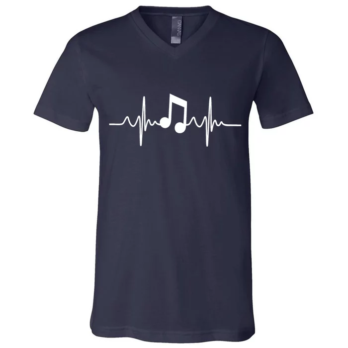 Music Note Heartbeat Pulse V-Neck T-Shirt