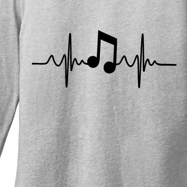 Music Note Heartbeat Pulse Womens CVC Long Sleeve Shirt