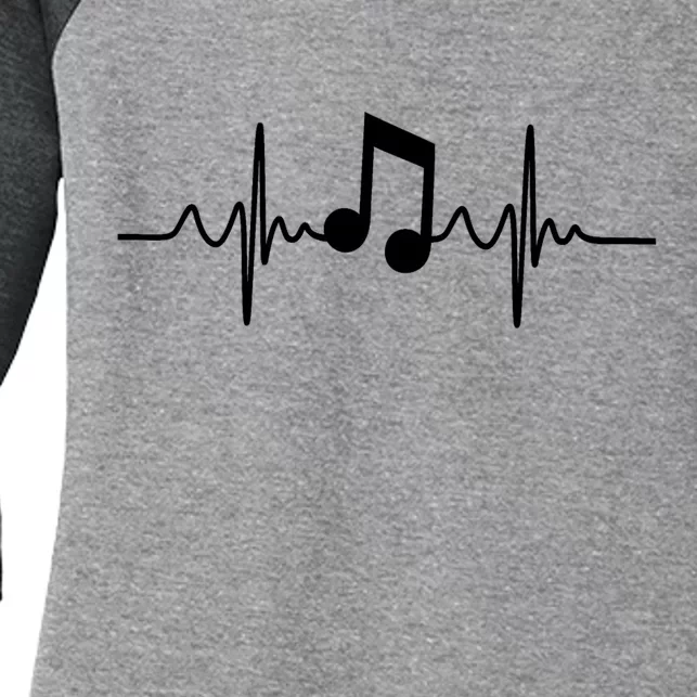 Music Note Heartbeat Pulse Women's Tri-Blend 3/4-Sleeve Raglan Shirt