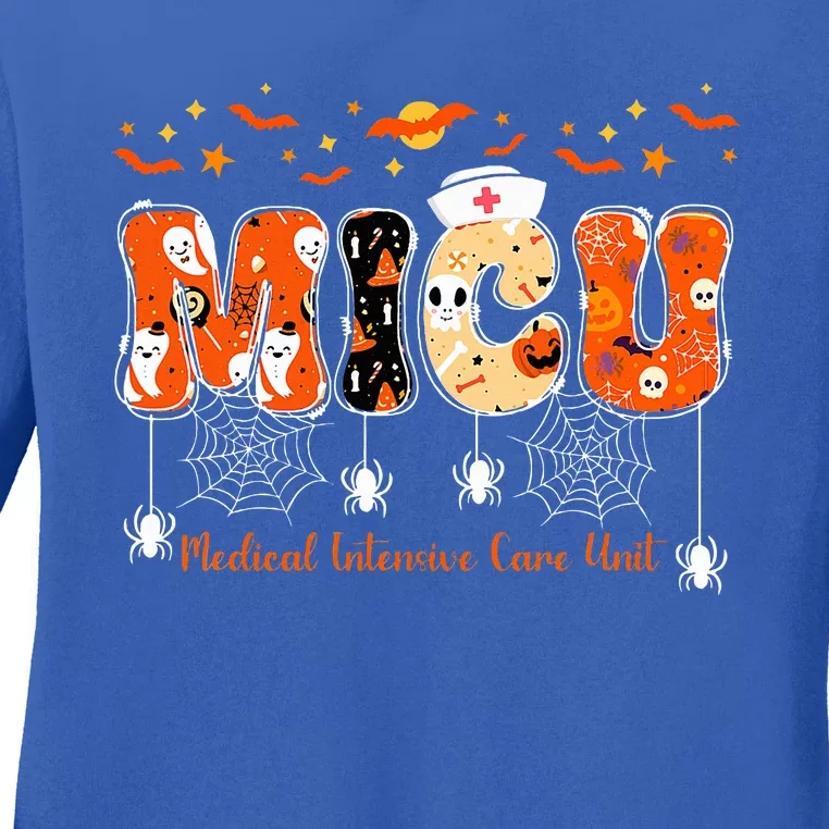 Micu Nurse Halloween Spooky Ghost Medical Intensive Care Ladies Long Sleeve Shirt