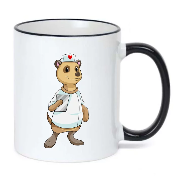 Meerkat Nurse Heart Cute Gift Black Color Changing Mug