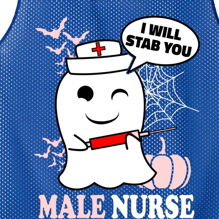 Male Nurse Halloween I Will Stab You Funny Ghost Gift Mesh Reversible Basketball Jersey Tank