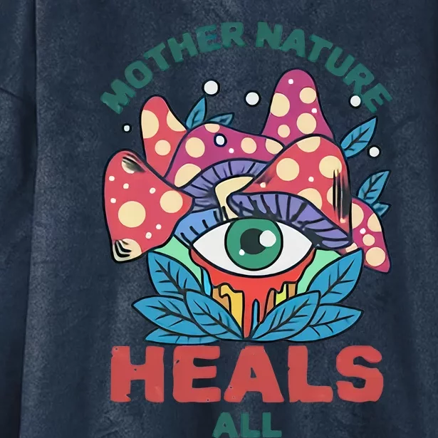 Mother Nature Heals All Cartoon Magic Mushroom Retro Hooded Wearable Blanket