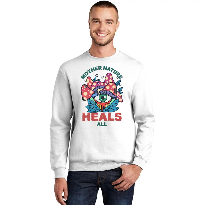 Mother Nature Heals All Cartoon Magic Mushroom Retro Sweatshirt