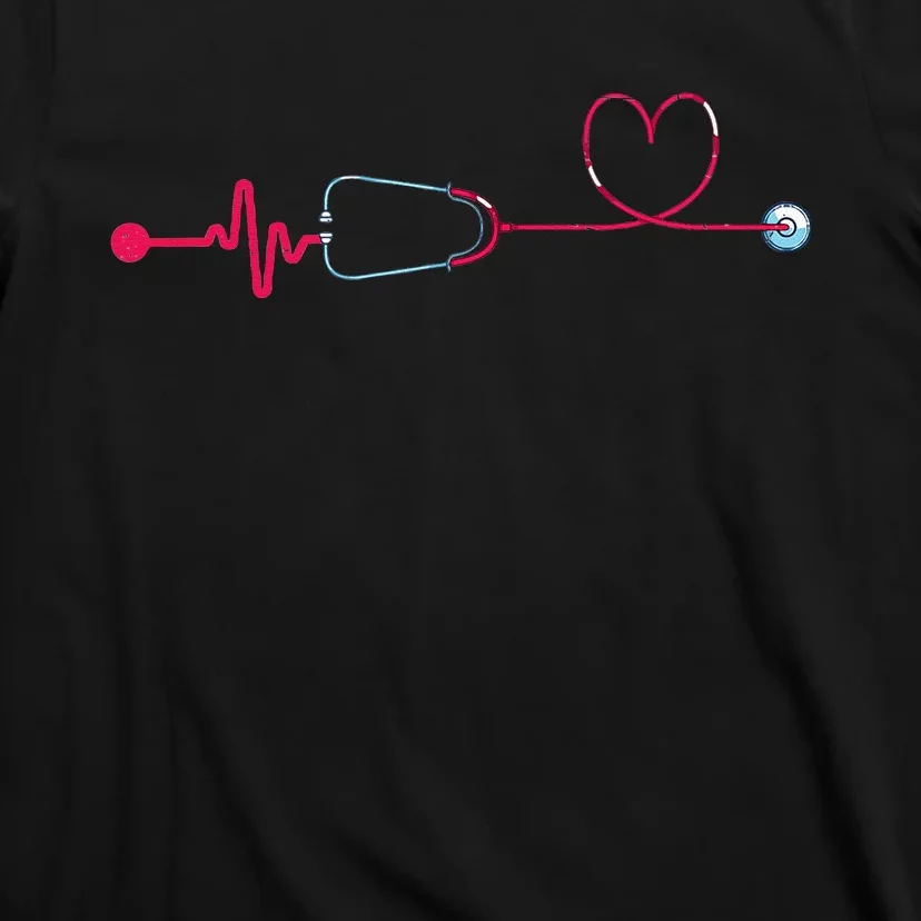 Medical Nursing Heart Stethoscope Heartbeat Nursery Nurse T-Shirt