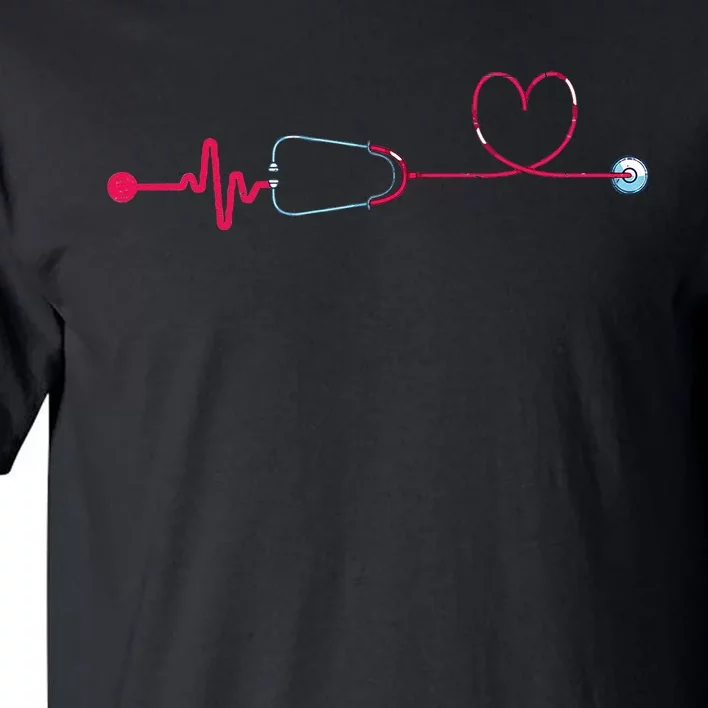 Medical Nursing Heart Stethoscope Heartbeat Nursery Nurse Tall T-Shirt