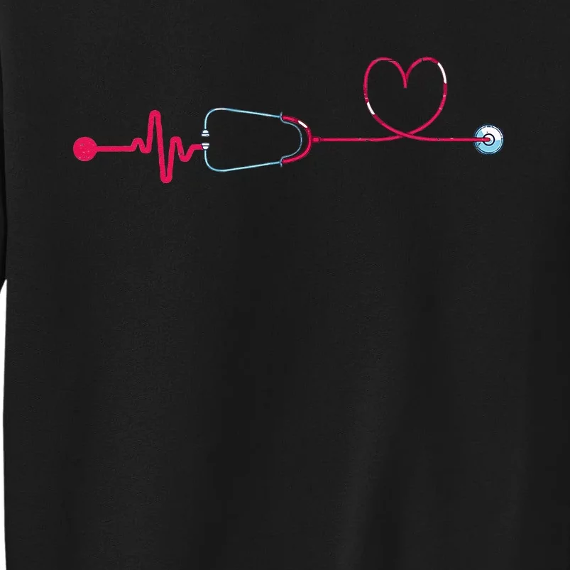 Medical Nursing Heart Stethoscope Heartbeat Nursery Nurse Tall Sweatshirt