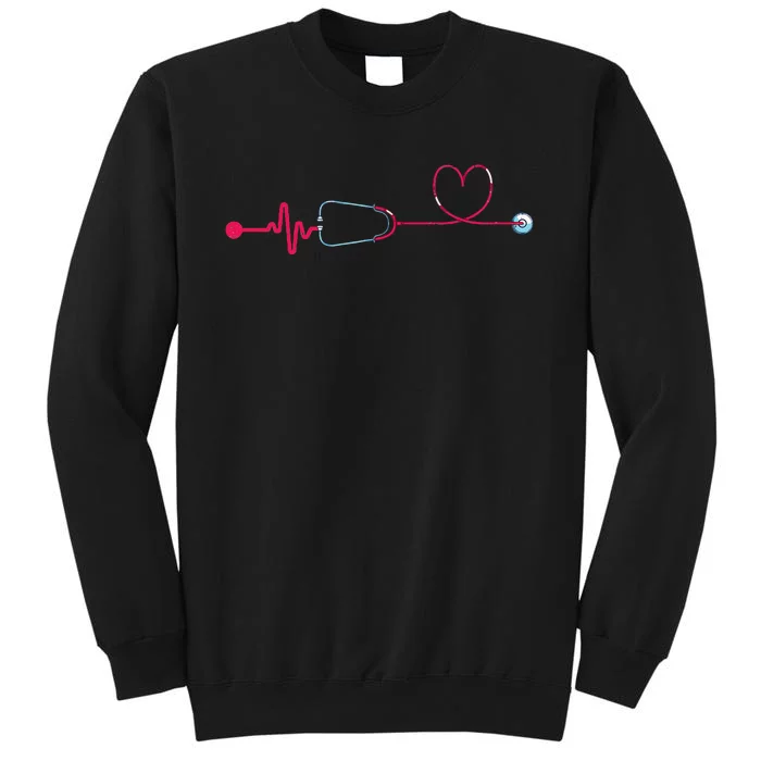 Medical Nursing Heart Stethoscope Heartbeat Nursery Nurse Tall Sweatshirt