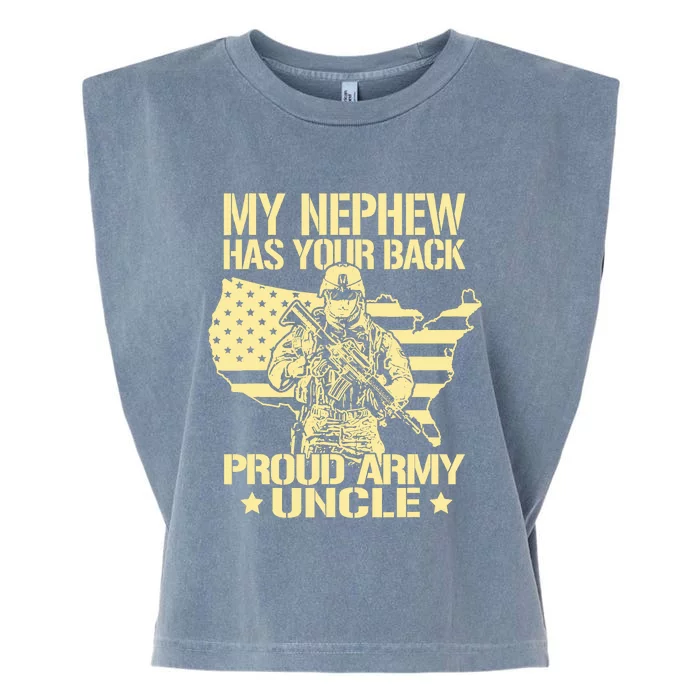 My Nephew Has Your Back Proud Army Uncle Military Family Garment-Dyed Women's Muscle Tee