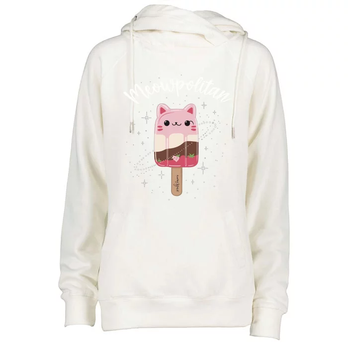 Meowpolitan Neapolitan Ice Cream Gift Womens Funnel Neck Pullover Hood