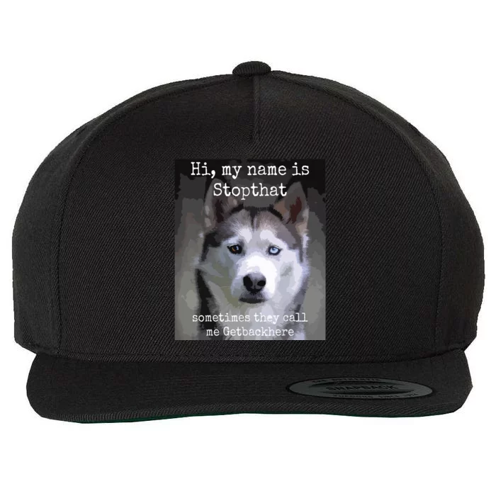 My Name Is Stopthat Funny Hyper Siberian Husky Dog Owner Wool Snapback Cap